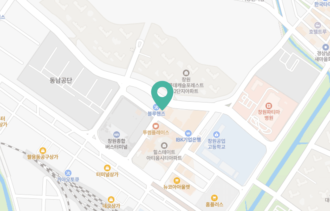 원안과 위치 지도 — 경상남도 창원시 의창구 창원대로363번길 22-33 대찬 빌딩 3층